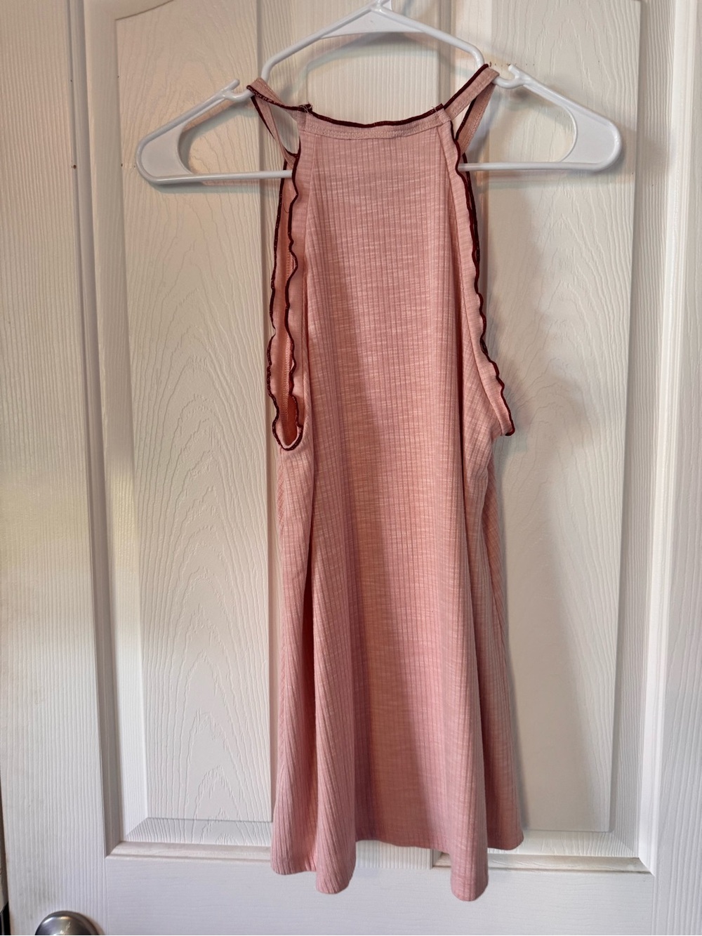 Pink Ribbed Sleep Tank with Contrast Trim - Picture 3 of 3
